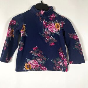 JOULES 1/4 Zip Sweatshirt Floral Little‎ Girl size 7-8 Outdoors Layers
